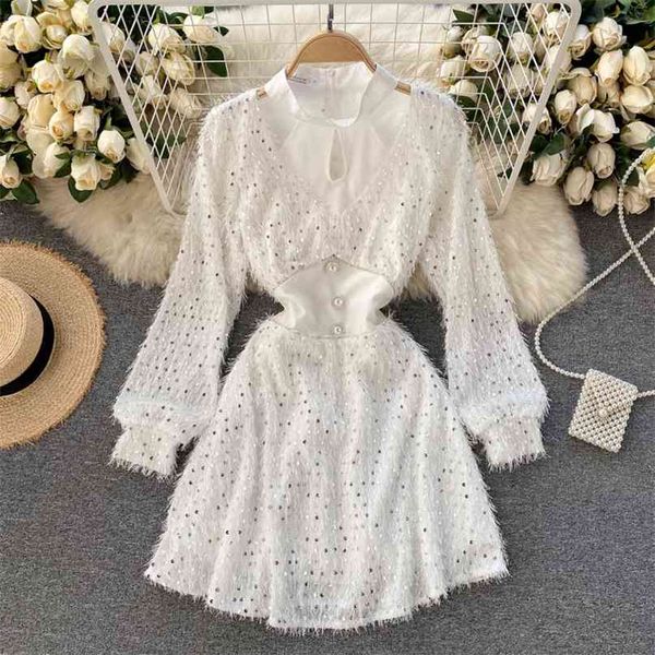 women fashion retro hollow stand collar long sleeve high waist slimming stitching sequin a-line dress vestido de mujer r636 210527, Black;gray
women fashion retro hollow stand collar long sleeve high waist slimming stitching sequin a-line dress vestido de mujer r636 210527, Black;gray