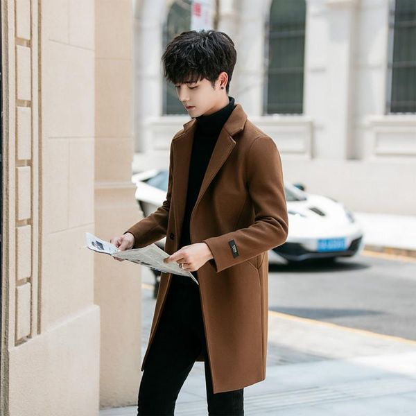 men's wool & blends casual solid color men coat winter long slim fit mens overcoat polyester abrigos hombre invierno, Black
men's wool & blends casual solid color men coat winter long slim fit mens overcoat polyester abrigos hombre invierno, Black