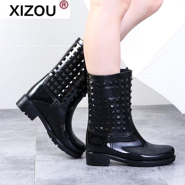 women boots spring summer rainboots mid-calf woman shoes big size non-slip waterproof female footwear rivet pvc rain, Black
women boots spring summer rainboots mid-calf woman shoes big size non-slip waterproof female footwear rivet pvc rain, Black