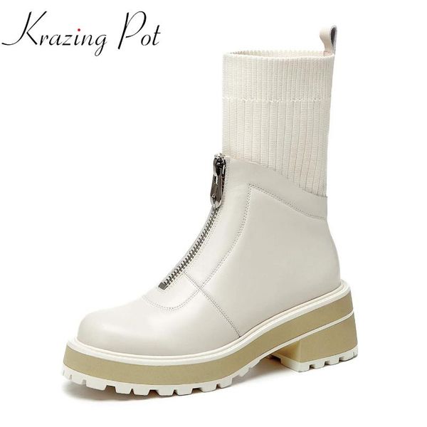 boots krazing pot full grain leather western round toe winter front zip keep warm kopo style med heels knitting mid-calf, Black
boots krazing pot full grain leather western round toe winter front zip keep warm kopo style med heels knitting mid-calf, Black