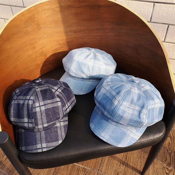 berets spring summer octagonal cap men women plaid beret retro visor artist hat, Blue;gray
berets spring summer octagonal cap men women plaid beret retro visor artist hat, Blue;gray