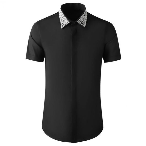 men's casual shirts minglu white black male luxury neck and cuff embroidery short sleeve mens dress fashion slim fit party man
men's casual shirts minglu white black male luxury neck and cuff embroidery short sleeve mens dress fashion slim fit party man