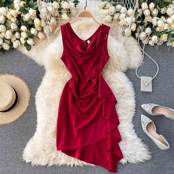 temperament fashion spring style hollow sleeveless vestidos women's fold ruffled irregular mini dress c228 210507, Black;gray
temperament fashion spring style hollow sleeveless vestidos women's fold ruffled irregular mini dress c228 210507, Black;gray