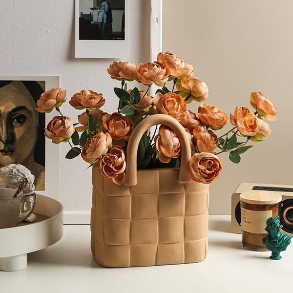 decorative flowers & wreaths 1pcs nordic morandi creative handbag ceramic vase flower arrangement entrance deskornaments home decoration
decorative flowers & wreaths 1pcs nordic morandi creative handbag ceramic vase flower arrangement entrance deskornaments home decoration