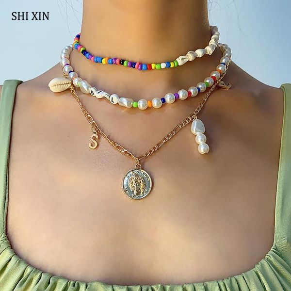 boho colorful beads pearl choker necklace for women fashion shell letter 2021 coin pendant necklaces set jewelry chokers, Golden;silver
boho colorful beads pearl choker necklace for women fashion shell letter 2021 coin pendant necklaces set jewelry chokers, Golden;silver