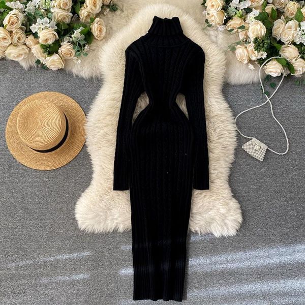 casual dresses solid color knitted dress women autumn winter turtleneck long sleeve sweater lady black vestidos, Black;gray
casual dresses solid color knitted dress women autumn winter turtleneck long sleeve sweater lady black vestidos, Black;gray