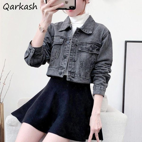 women's jackets cropped women denim pockets ulzzang fashion streetwear ladies simple classic basic college vintage spring daily casual, Black;brown
women's jackets cropped women denim pockets ulzzang fashion streetwear ladies simple classic basic college vintage spring daily casual, Black;brown