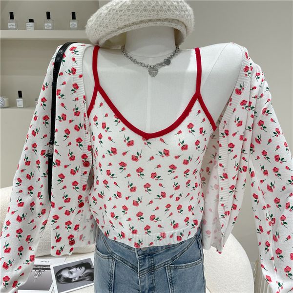 sweater spring female summer niche pink fashion design suspend vest + cardigan jacket top, White;black
sweater spring female summer niche pink fashion design suspend vest + cardigan jacket top, White;black