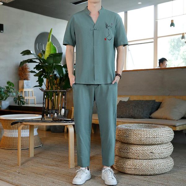 men's tracksuits 2021 cotton and linen men set short-sleeved+trousers embroidered casual two-piece tracksuit 4 color -5xl 904-2003, Gray
men's tracksuits 2021 cotton and linen men set short-sleeved+trousers embroidered casual two-piece tracksuit 4 color -5xl 904-2003, Gray