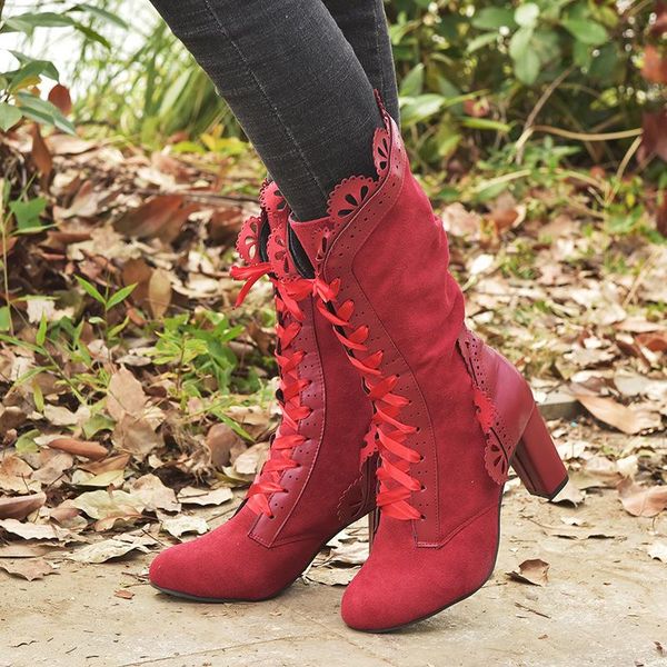 boots women flock mid calf ladies lace up high heels woman pumps female fashion footwear women's patchwork shoes big size, Black
boots women flock mid calf ladies lace up high heels woman pumps female fashion footwear women's patchwork shoes big size, Black