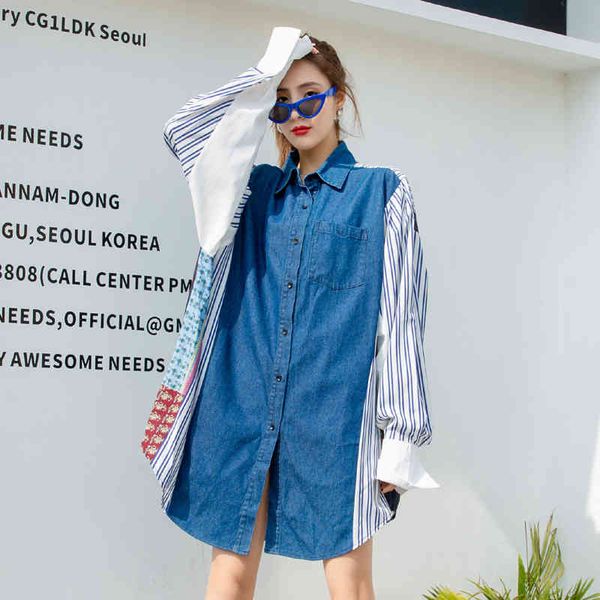 dress retro-style spring 2021 new seam denim loose striped mid-length length long-sleeved thin shirt, Black;gray
dress retro-style spring 2021 new seam denim loose striped mid-length length long-sleeved thin shirt, Black;gray