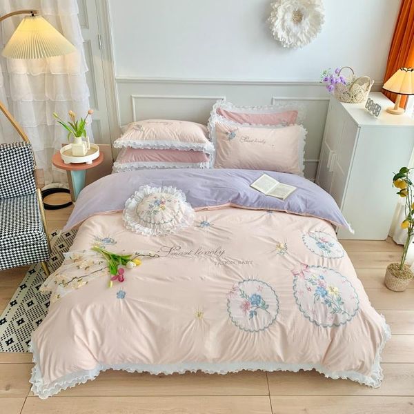 luxury princess style pastoral floral embroidery washed cotton bedding set super soft lace edge duvet cover bed sheet pillowcase sets
luxury princess style pastoral floral embroidery washed cotton bedding set super soft lace edge duvet cover bed sheet pillowcase sets