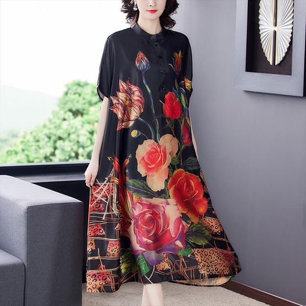summer vintage loose 4xl women dresses plus size midi casual print black mulberry silk elegant bodycon party vestidos, Black;gray
summer vintage loose 4xl women dresses plus size midi casual print black mulberry silk elegant bodycon party vestidos, Black;gray