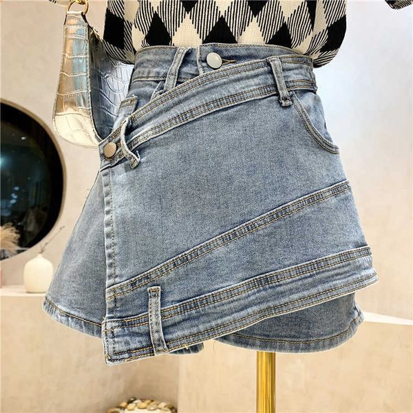 getsp[ring women skirt asymmetry high waist jeans s pink black all match vintage short denim 210601
getsp[ring women skirt asymmetry high waist jeans s pink black all match vintage short denim 210601