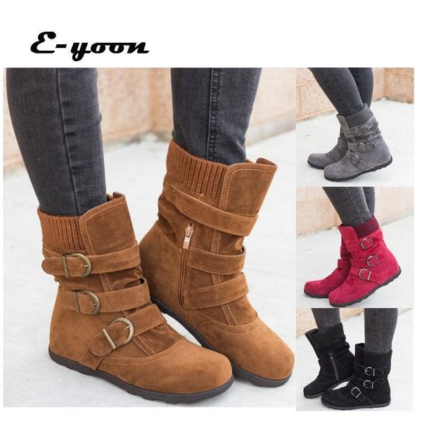 boots women flat with flock round head thick heel female buckle zipper mid-calf ladies fall winter fashion shoes brown, Black
boots women flat with flock round head thick heel female buckle zipper mid-calf ladies fall winter fashion shoes brown, Black