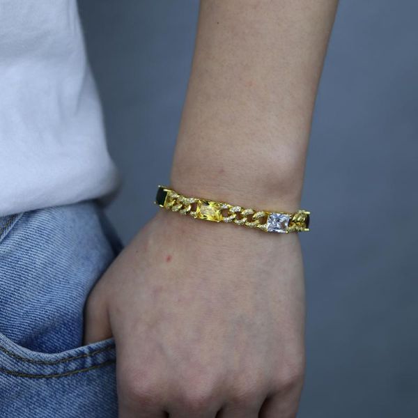 link, chain gold color fashion colorful rainbow cz bracelet for women hiphop iced out bling cuban link bracelets jewelry gifts, Black
link, chain gold color fashion colorful rainbow cz bracelet for women hiphop iced out bling cuban link bracelets jewelry gifts, Black