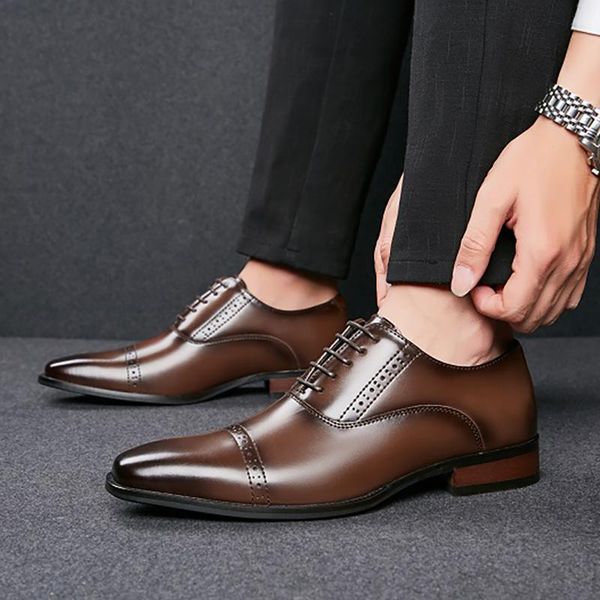 dress shoes men suit wedding party men's italian genuine leather lace-up formal business office social masculino, Black 
dress shoes men suit wedding party men's italian genuine leather lace-up formal business office social masculino, Black