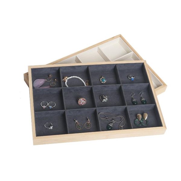 jewelry pouches, bags 12 grids bamboo velvet display tray ring earring necklace bracelet pendant organizer storage for drawer, Pink;blue
jewelry pouches, bags 12 grids bamboo velvet display tray ring earring necklace bracelet pendant organizer storage for drawer, Pink;blue