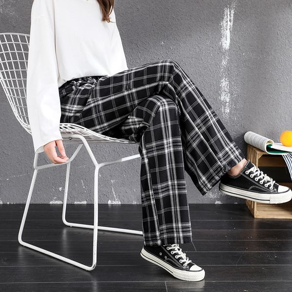 fashion ladies streetwear black white plaid pantalon large femme all-match baggy pants women high waist casual wide leg pants 210414
fashion ladies streetwear black white plaid pantalon large femme all-match baggy pants women high waist casual wide leg pants 210414