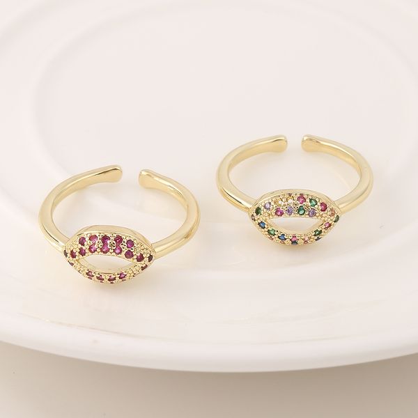 ring men/women fashion new luxury simple jewelry copper color zircon 18k gold red lip opening adjustable jewelry female, Silver
ring men/women fashion new luxury simple jewelry copper color zircon 18k gold red lip opening adjustable jewelry female, Silver