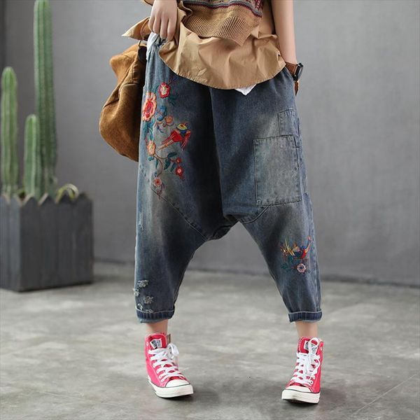 elastic waist cotton denim harem women capris plus size low vintage embroidery boyfriend hip hop crotch jeans trousers, Black;white
elastic waist cotton denim harem women capris plus size low vintage embroidery boyfriend hip hop crotch jeans trousers, Black;white