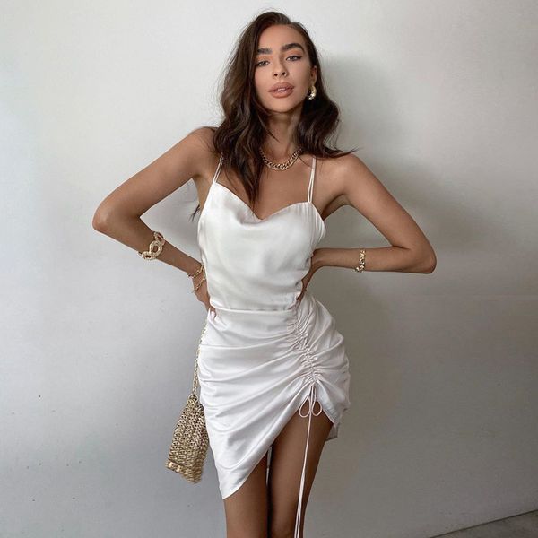 women designer clothes womens bodycon dresses backless spaghetti strap dress drawstring with pleated casual, Black;gray
women designer clothes womens bodycon dresses backless spaghetti strap dress drawstring with pleated casual, Black;gray