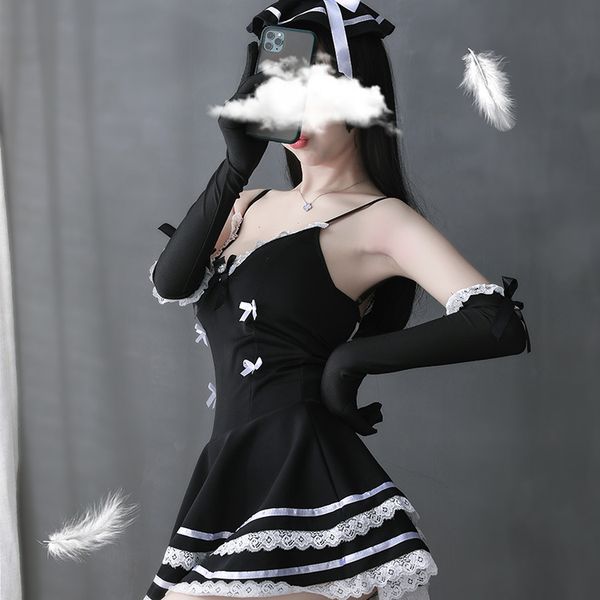 women's fun underwear lovely princess skirt suspender maid game uniform temptation, Black;white
women's fun underwear lovely princess skirt suspender maid game uniform temptation, Black;white