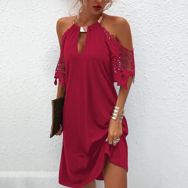 casual dresses womans dress solid color lace sleeve halter neck strapless for women summer vestido de mujer drop ship, Black;gray
casual dresses womans dress solid color lace sleeve halter neck strapless for women summer vestido de mujer drop ship, Black;gray