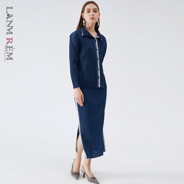 half-body skirt pleated two pieces suit turn-down collar long sleeve blue women fashion spring autumn 2e1403 210507, White
half-body skirt pleated two pieces suit turn-down collar long sleeve blue women fashion spring autumn 2e1403 210507, White