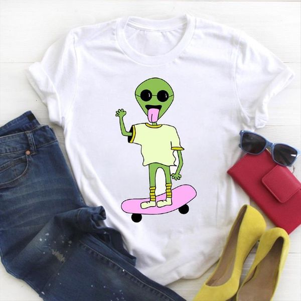 hip hop printed space 90s womens cartoon summer tee clothes graphic, White 
hip hop printed space 90s womens cartoon summer tee clothes graphic, White