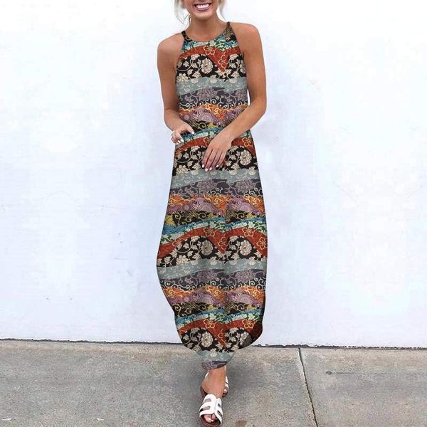 plus size boho long dresses sleeveless floral printed maxi o neck hlter beach sudress holiday elegant casual dress 2021, Black;gray
plus size boho long dresses sleeveless floral printed maxi o neck hlter beach sudress holiday elegant casual dress 2021, Black;gray