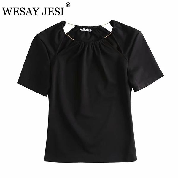 women's t-shirt wesay jesi fashion summer elegant woman clothes solid color short sleeves chic vintage tshirts office lady, White
women's t-shirt wesay jesi fashion summer elegant woman clothes solid color short sleeves chic vintage tshirts office lady, White