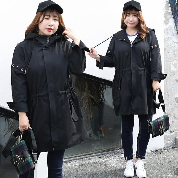 women's trench coats korean style cotton casual slim black full sleeve long letter hooded plus size xl-4xl women 2021 spring selling, Tan;black
women's trench coats korean style cotton casual slim black full sleeve long letter hooded plus size xl-4xl women 2021 spring selling, Tan;black