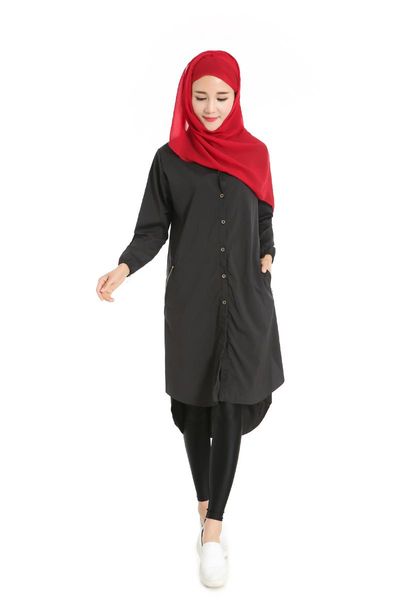women's blouses & shirts dubai muslim and women lapel single breasted solid color long blouse with pocket islamic clothing plus size sh, White
women's blouses & shirts dubai muslim and women lapel single breasted solid color long blouse with pocket islamic clothing plus size sh, White