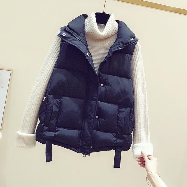 women's vests 2021 women autumn winter solid color vest jacket vintage thick warm cotton parka outwear female casual sleeveless waistco, Black;white
women's vests 2021 women autumn winter solid color vest jacket vintage thick warm cotton parka outwear female casual sleeveless waistco, Black;white