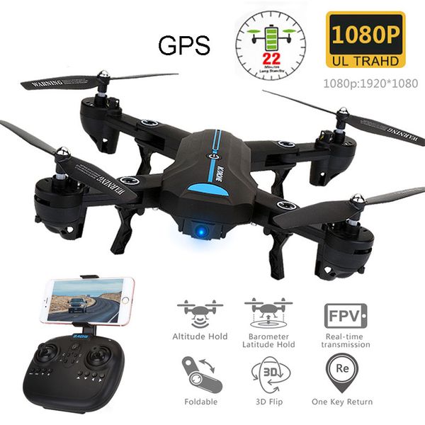 

A6 GPS Drone With HD Wide-angle High Hold Mode 300m long distance Foldable RC Quadcopter Drone Headless Mode 4CH Gyro Aircraft, 2mp no gps 1b