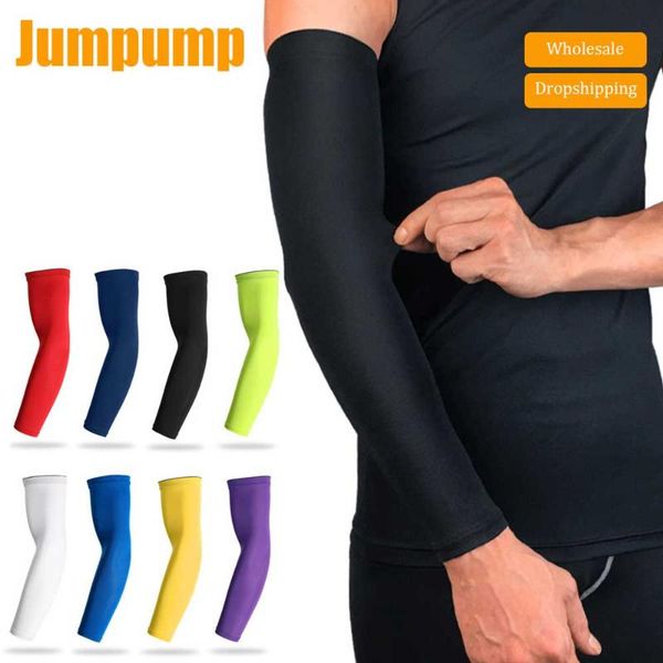 jumpump sports arm compression sleeve basketball cycling warmer summer running uv protection volleyball sunscreen bands elbow & knee pads, Black;gray 
jumpump sports arm compression sleeve basketball cycling warmer summer running uv protection volleyball sunscreen bands elbow & knee pads, Black;gray