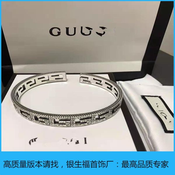 s925 silver carved square hollow out pattern making old open bracelet for men and women, Black
s925 silver carved square hollow out pattern making old open bracelet for men and women, Black