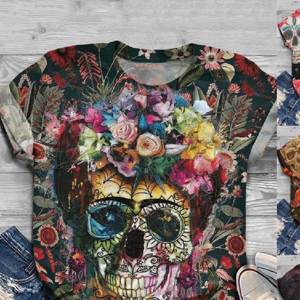 womens shirt plus size women short sleeve 3d skull printed o neck tee blouses ropa mujer, White
womens shirt plus size women short sleeve 3d skull printed o neck tee blouses ropa mujer, White