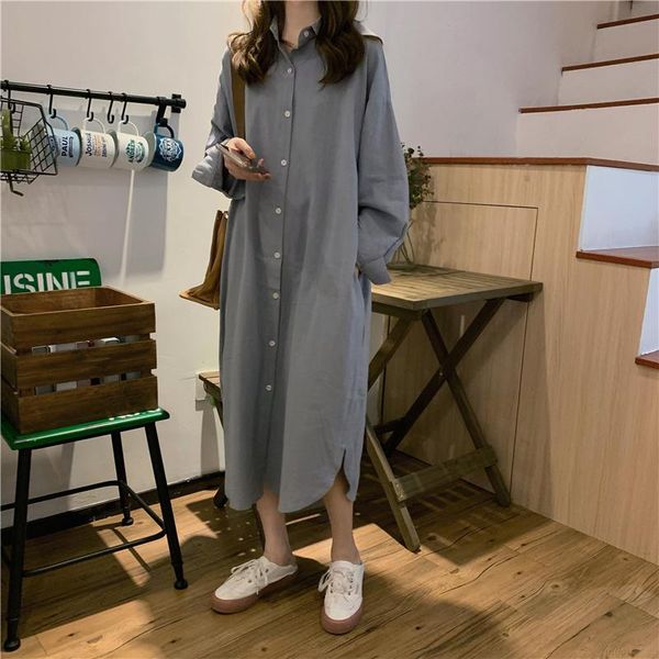 casual dresses women loose fashion shirt bating sleeve single breasted maxi dress vintage korean style lazy midi tee vestido, Black;gray
casual dresses women loose fashion shirt bating sleeve single breasted maxi dress vintage korean style lazy midi tee vestido, Black;gray