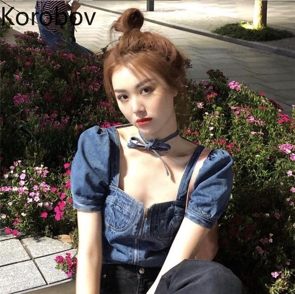 women's blouses & shirts korobov streetwear crop korean high street square collar short puff sleeve blusas mujer 2021 summer female, White
women's blouses & shirts korobov streetwear crop korean high street square collar short puff sleeve blusas mujer 2021 summer female, White