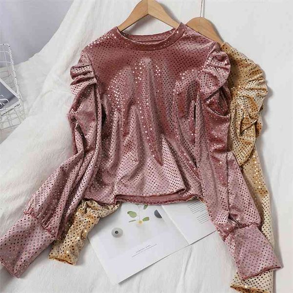 women sweet temperament shine sequins blouse o-neck autumn clothes all-match korean style puff long sleeves female gx1167 210506, White
women sweet temperament shine sequins blouse o-neck autumn clothes all-match korean style puff long sleeves female gx1167 210506, White