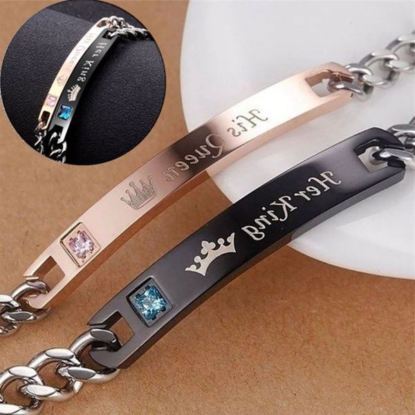 hand catenary his queen her king lovers accessories wristband crown charm bracelet, Black
hand catenary his queen her king lovers accessories wristband crown charm bracelet, Black