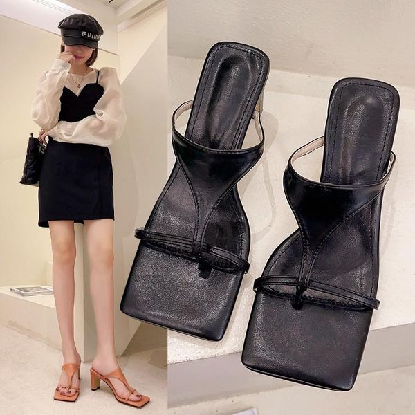 summer fashion women's flip flops square root slippers solid color shallow shoes high heel, Black
summer fashion women's flip flops square root slippers solid color shallow shoes high heel, Black