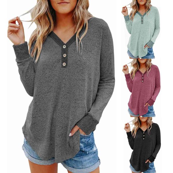 fashion buttons solid blouse shirt loose v-neck tee casual autumn winter ladies female women long sleeve blusas pullover x0521, White
fashion buttons solid blouse shirt loose v-neck tee casual autumn winter ladies female women long sleeve blusas pullover x0521, White