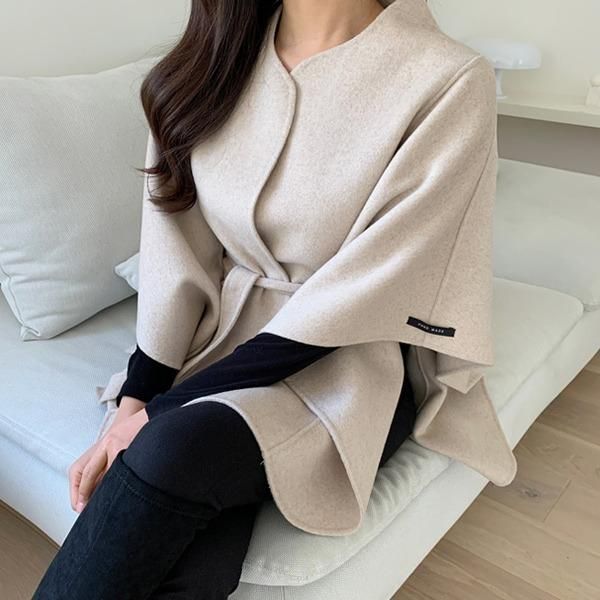 women's wool & blends korean version casual o-neck batwing sleeve lace-up coat high fashion womens autumn winter solid loose basic oute, Black 
women's wool & blends korean version casual o-neck batwing sleeve lace-up coat high fashion womens autumn winter solid loose basic oute, Black