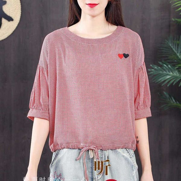 f&je arrival summer women tshirt plus size loose casual half sleeve o-neck tee shirt femme 100% cotton plaid cute shirts d12 210608, White
f&je arrival summer women tshirt plus size loose casual half sleeve o-neck tee shirt femme 100% cotton plaid cute shirts d12 210608, White