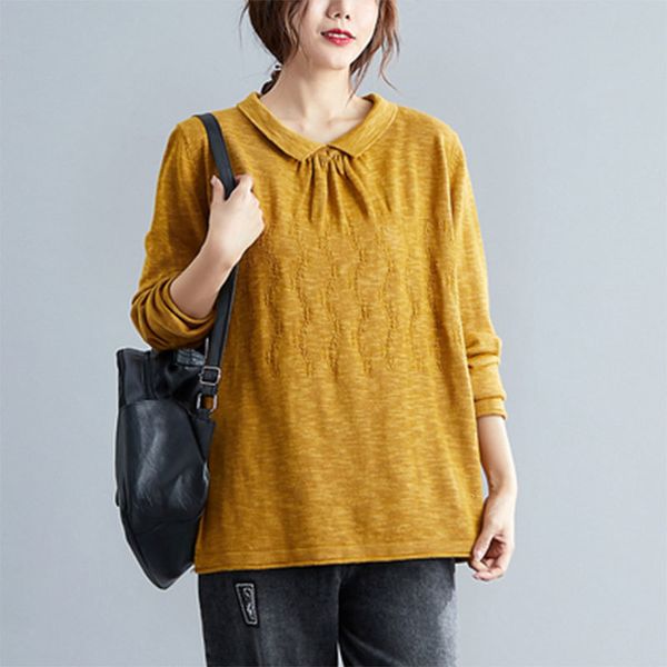women's t-shirt spring autumn korea fashion women long sleeve turn-down collar tee shirt femme knitted jacquard casual loose, White
women's t-shirt spring autumn korea fashion women long sleeve turn-down collar tee shirt femme knitted jacquard casual loose, White