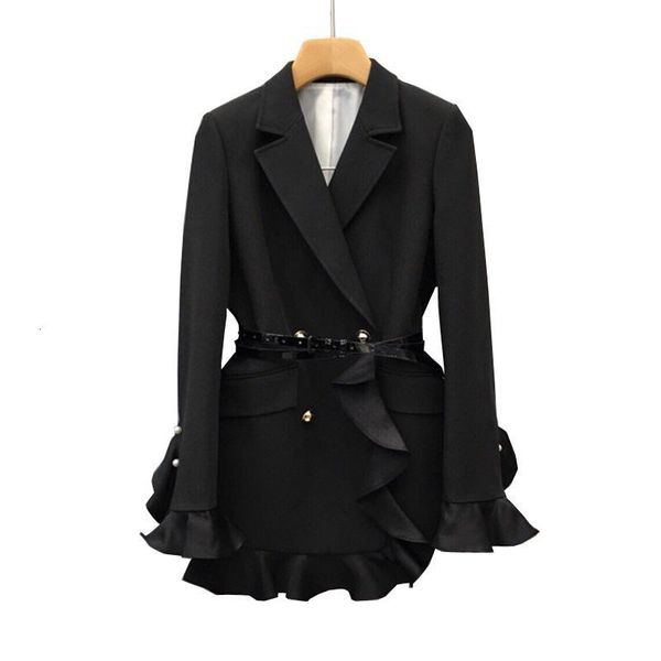 women's suits & blazers autumn fashion frilly waist small double-breasted high-end jacket fxjf, White;black
women's suits & blazers autumn fashion frilly waist small double-breasted high-end jacket fxjf, White;black