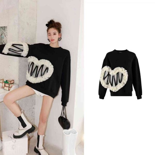 fashion women's hoodies & sweatshirts stitching mesh love sweater women's autumn and winter new round neck coat european goods med, Black
fashion women's hoodies & sweatshirts stitching mesh love sweater women's autumn and winter new round neck coat european goods med, Black